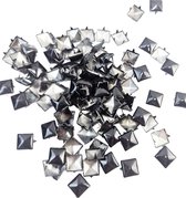 BamBella Studs spikes - 100 stuks - - vierkant zwart siernagel versieren decoratie kleding klinknagel metaal