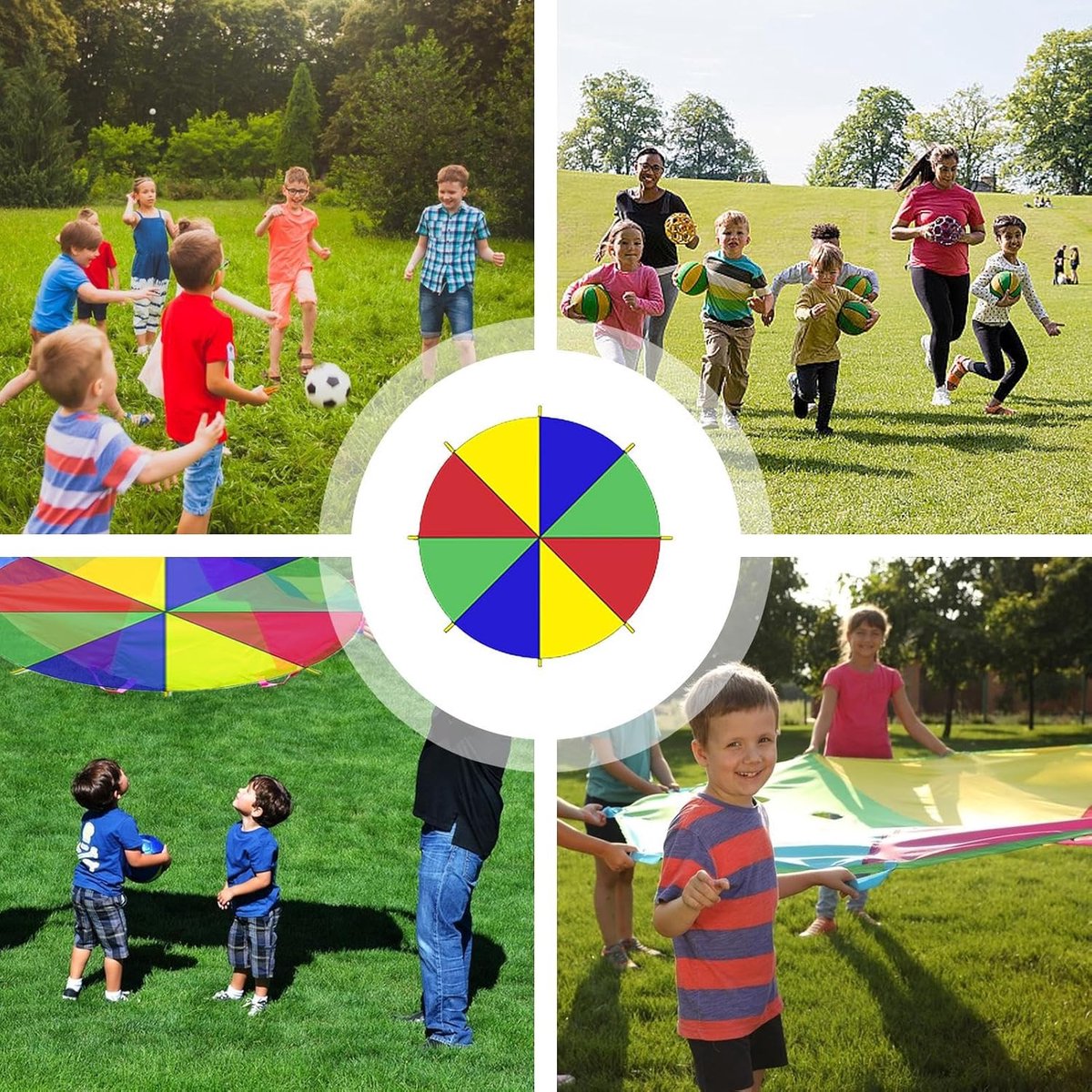 Speelparachute Kinderen - Gymnastiek Parachute - Groepsactiviteiten Buiten - Met Handvatten - 3 Meter Diameter - Meerdere Kleuren