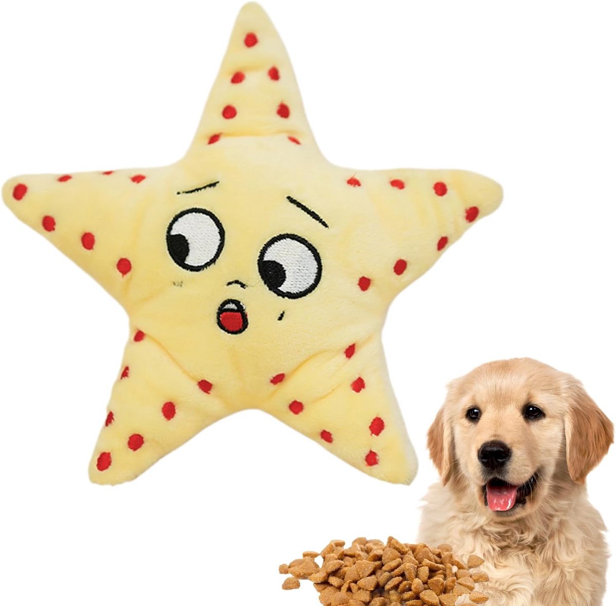 Honden Speeltjes - Zacht Pluche Speelgoed - Interactief Spel - Beloningsdispenser - 25 x 15 x 5 cm - Zeester