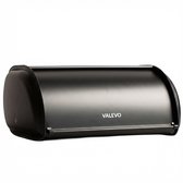 VALEVO® Boîte à pain avec couvercle coulissant - Boîte à pain grande - 34x24x15 - Rangement jusqu'à 10 litres - Boîte de rangement pour pain entier - Cuisine - Acier inoxydable noir