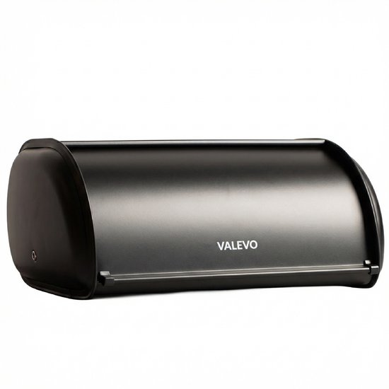 VALEVO® Boîte à pain avec couvercle coulissant - Boîte à pain grande - 34x24x15 - Rangement jusqu'à 10 litres - Boîte de rangement pour pain entier - Cuisine - Acier inoxydable noir