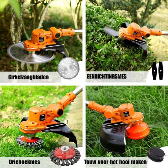 VIN® Onkruidborstel Electrisch - Onkruidborstel Machine - Voegenborstel - Bosmaaier Set - Kantenmaaier - Onkruidverdelger - Grastrimmer Met Accu - Incl: Accu, Zaagbladen, Messen En Oplader van VIN® — afbeelding 4