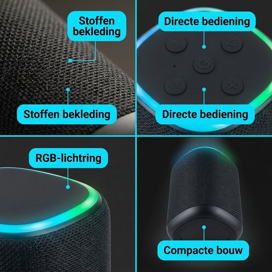 Cheqo® Bluetooth Speaker - Draadloze Speaker - Mini Bluetooth Speaker - Portable Speaker - Bluetooth Box - Bluetooth Luidspreker - Draadloze Luidspreker - Speaker met Licht - Bluetooth Speaker met Licht — afbeelding 4