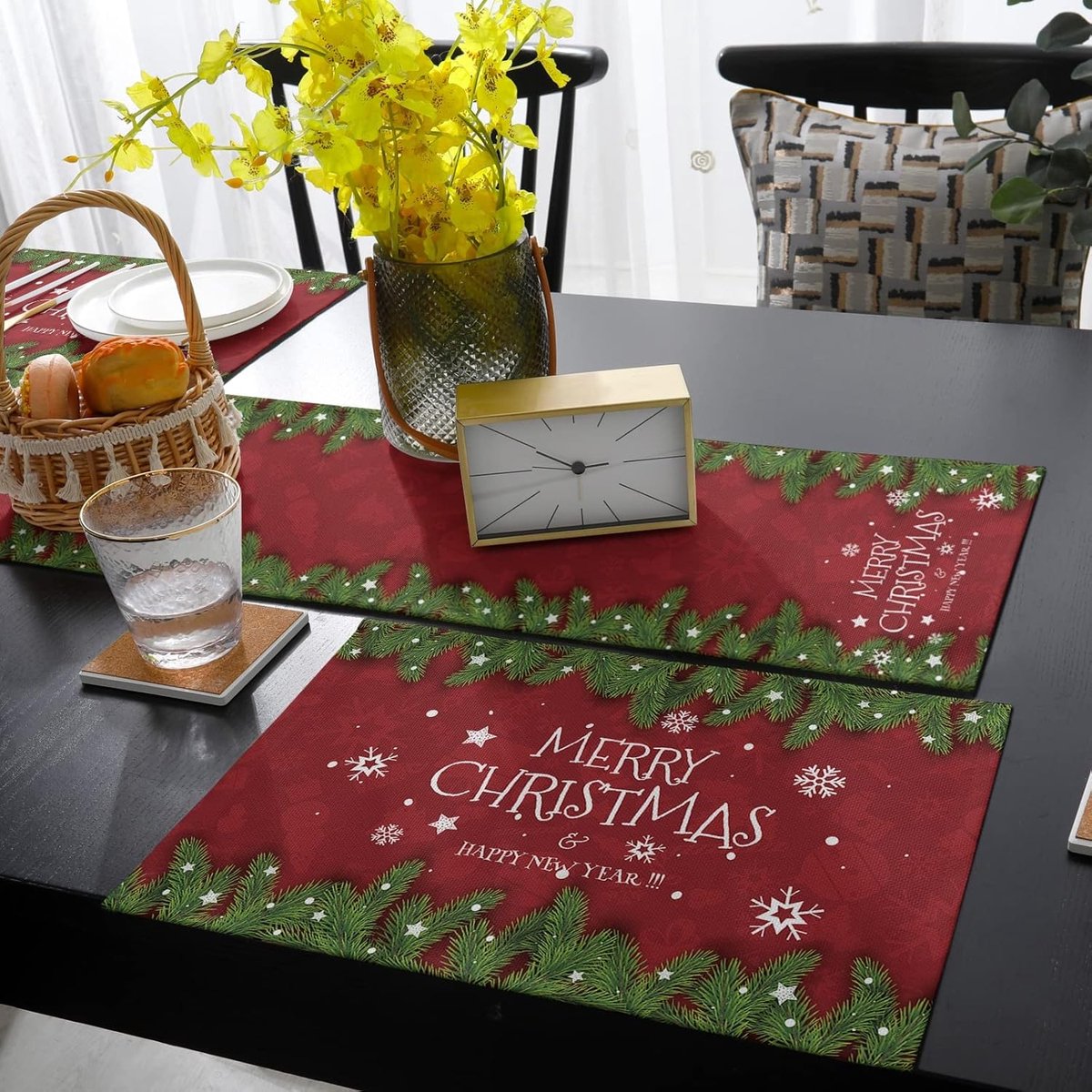 Tafel Runner - Kerst Decoratie - Feestelijke Tafel - Luxe Katoen Linnen - 33x229cm - Groen