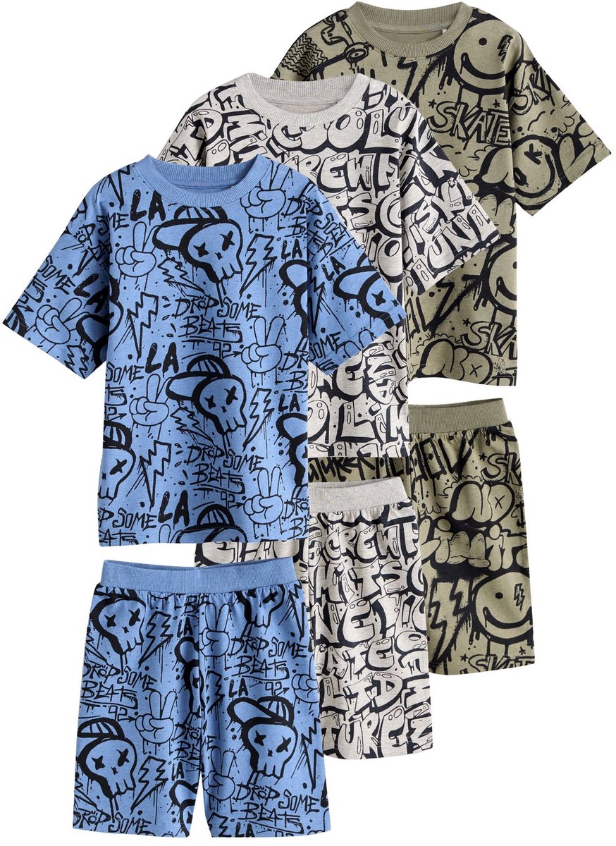 Next - Jongens - Set van 3 pyjama's met short - Blauw
