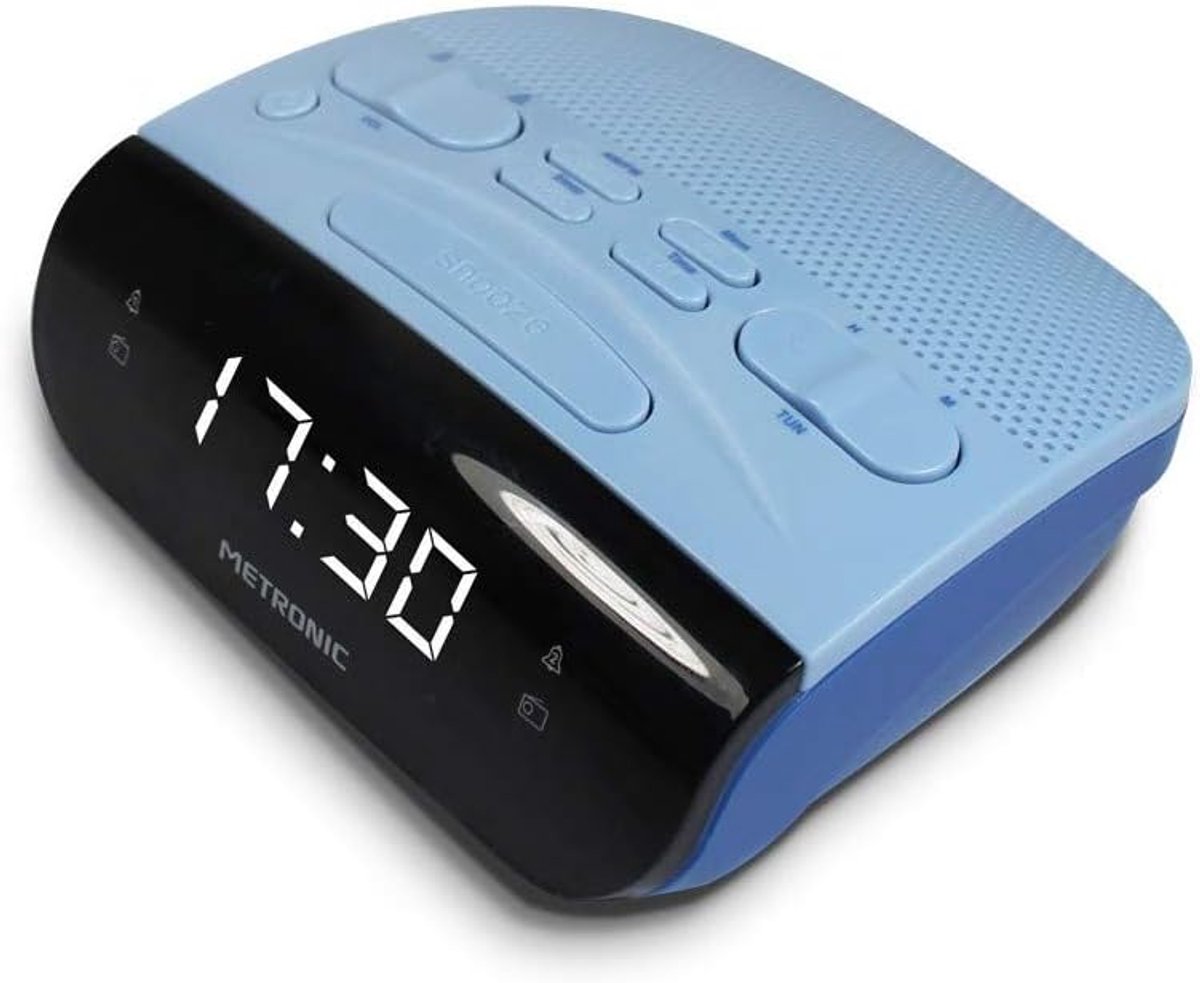 Wekkerradio Dubbel Alarm - Radio met Klok - Wakker Worden - Batterij Back-up Tijd - 115 x 12 cm