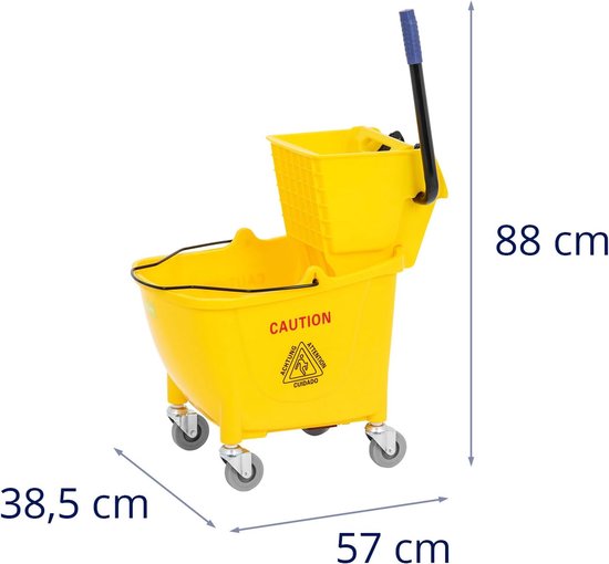 Reinigingswagen met pers - Schoonmaakwagen dweilwagen - Gladde oppervlakken reinigen - 32 liter capaciteit - Dweilkop tot 130 mm - Geel van Merkloos	 — afbeelding 5