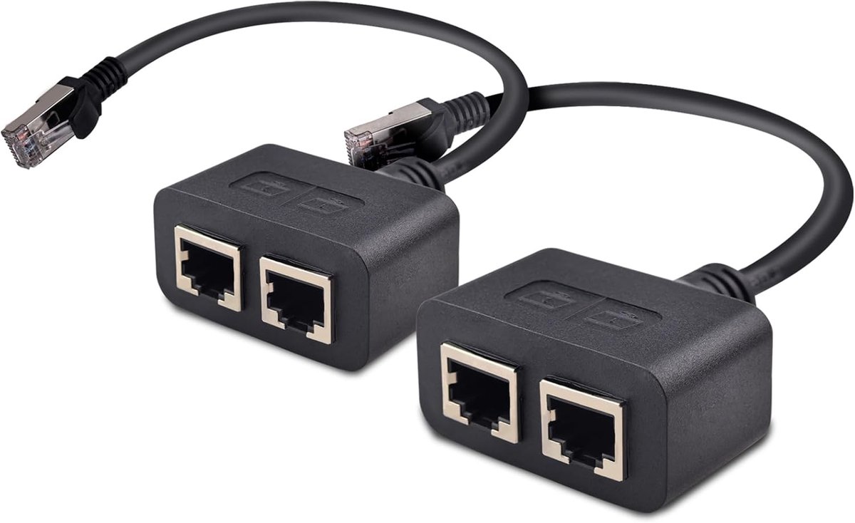 Netwerk Splitter - Ethernet Adapter - Poorten Delen - 1 tot 2 Poorten - 13.5 x 10 x 1.9 cm