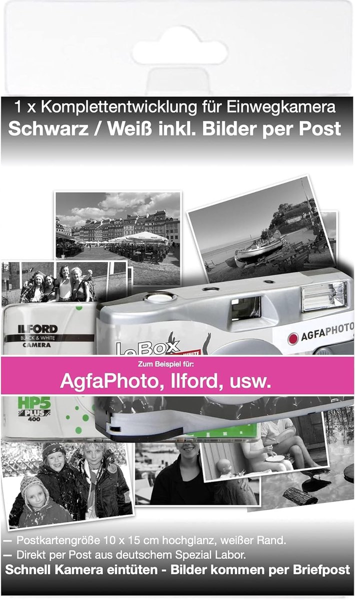 Wegwerpcamera - Eenmalig gebruik - Foto's maken - Ontwikkeling per post - 10x15 cm - Zwart-wit