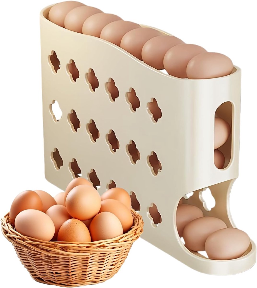 Ei Organizer - Koelkast Opslag - Keuken Ordenen - Automatische Rol Functie - 32 x 18 cm