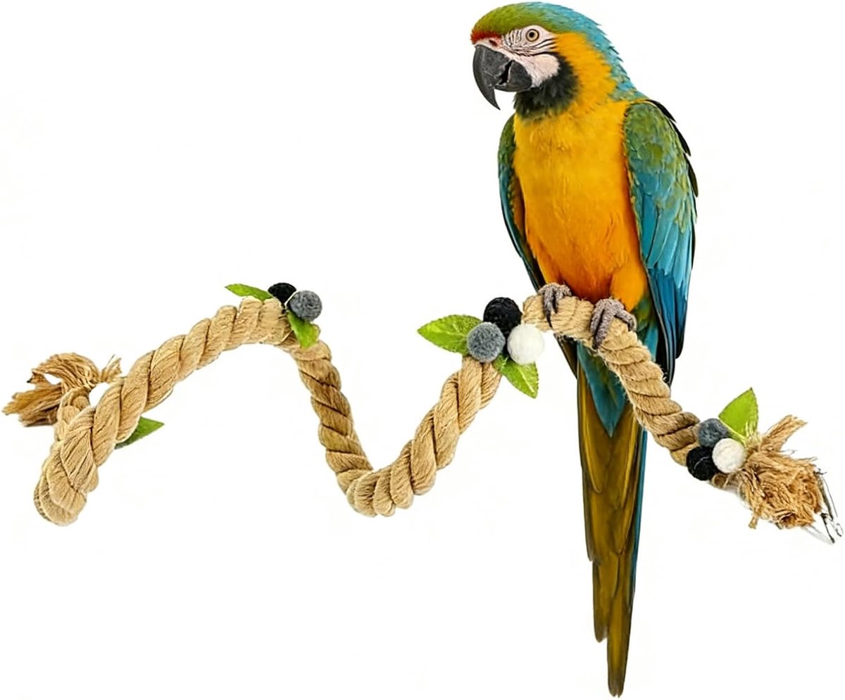 Touw zitstokken vogelkooi - Vogel speelgoed klimtouw - Verveling tegengaan - Stimuleert natuurlijke gedrag - 100cm lengte