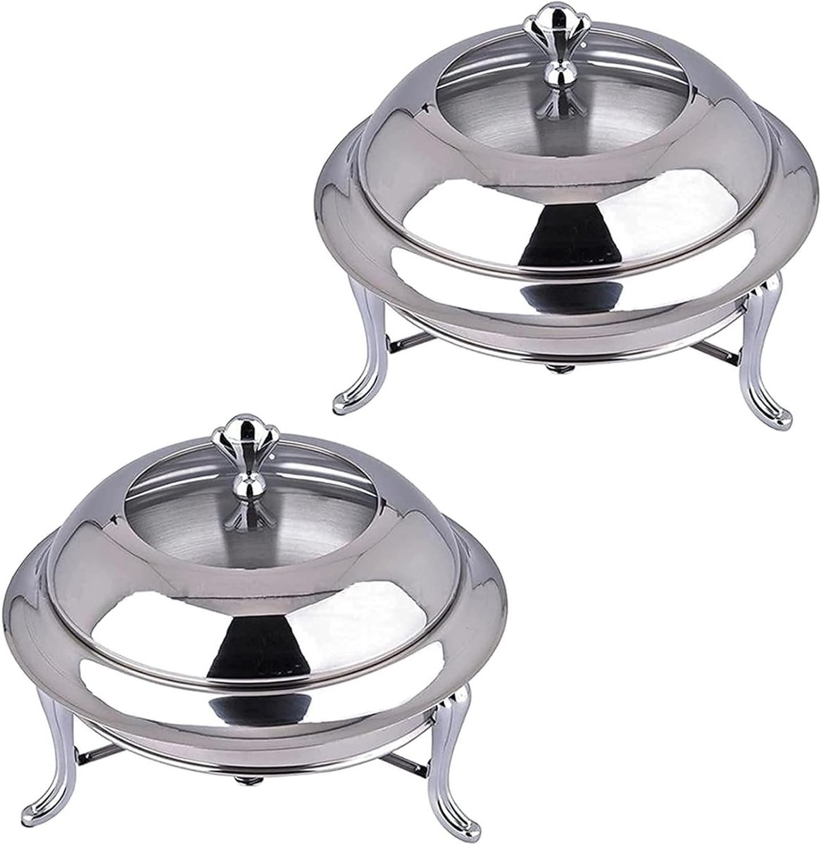 Warmhoudbak Set - Buffet Bakken - Feestelijk Dineren - Inclusief Deksel - 28cm Diameter - Zilver