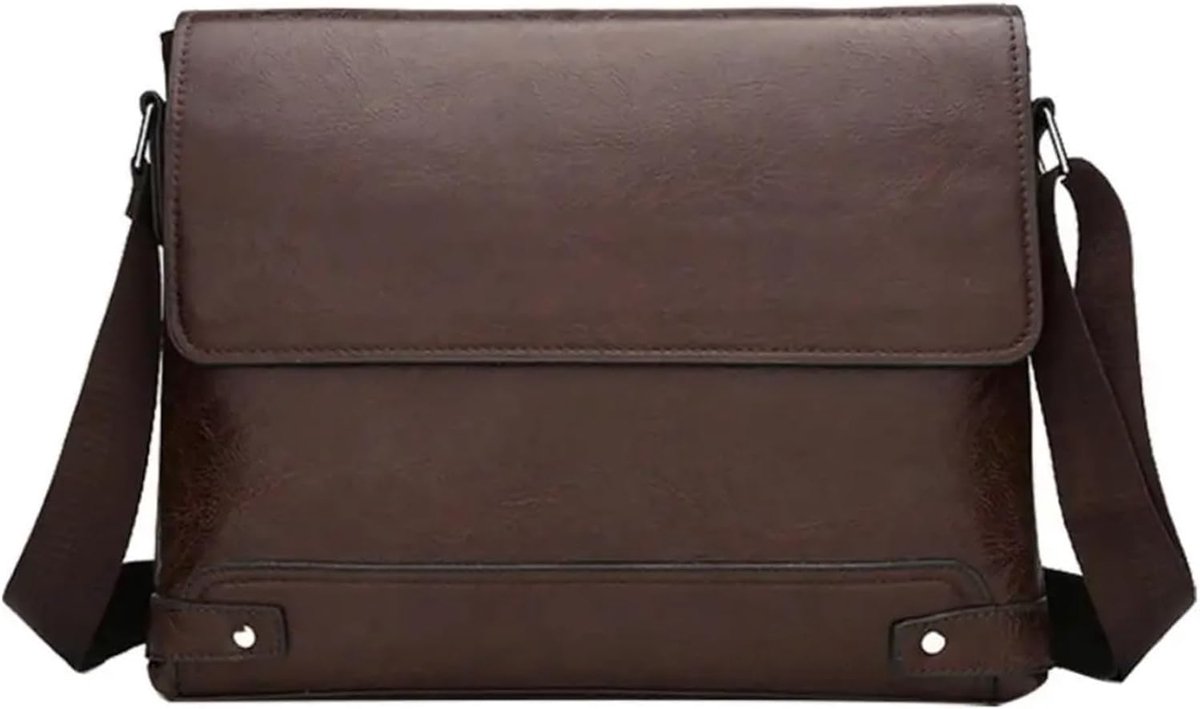 Herentas PU-leer - Laptoptas Schoudertas - Zakelijk Gebruik - Modieus Ontwerp - 33x24x5 cm