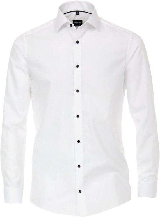 VENTI modern fit overhemd - popeline - wit met dubbele manchet - Strijkvrij - Boordmaat: 40