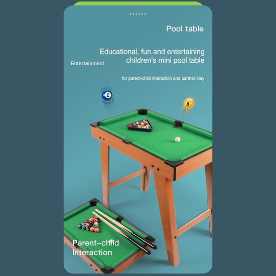 Biljarttafel Kinderen - Pooltafel Spel - Thuisfeest Entertainment - Verstelbare Hoogte - 81 x 40 x 15 cm — afbeelding 2