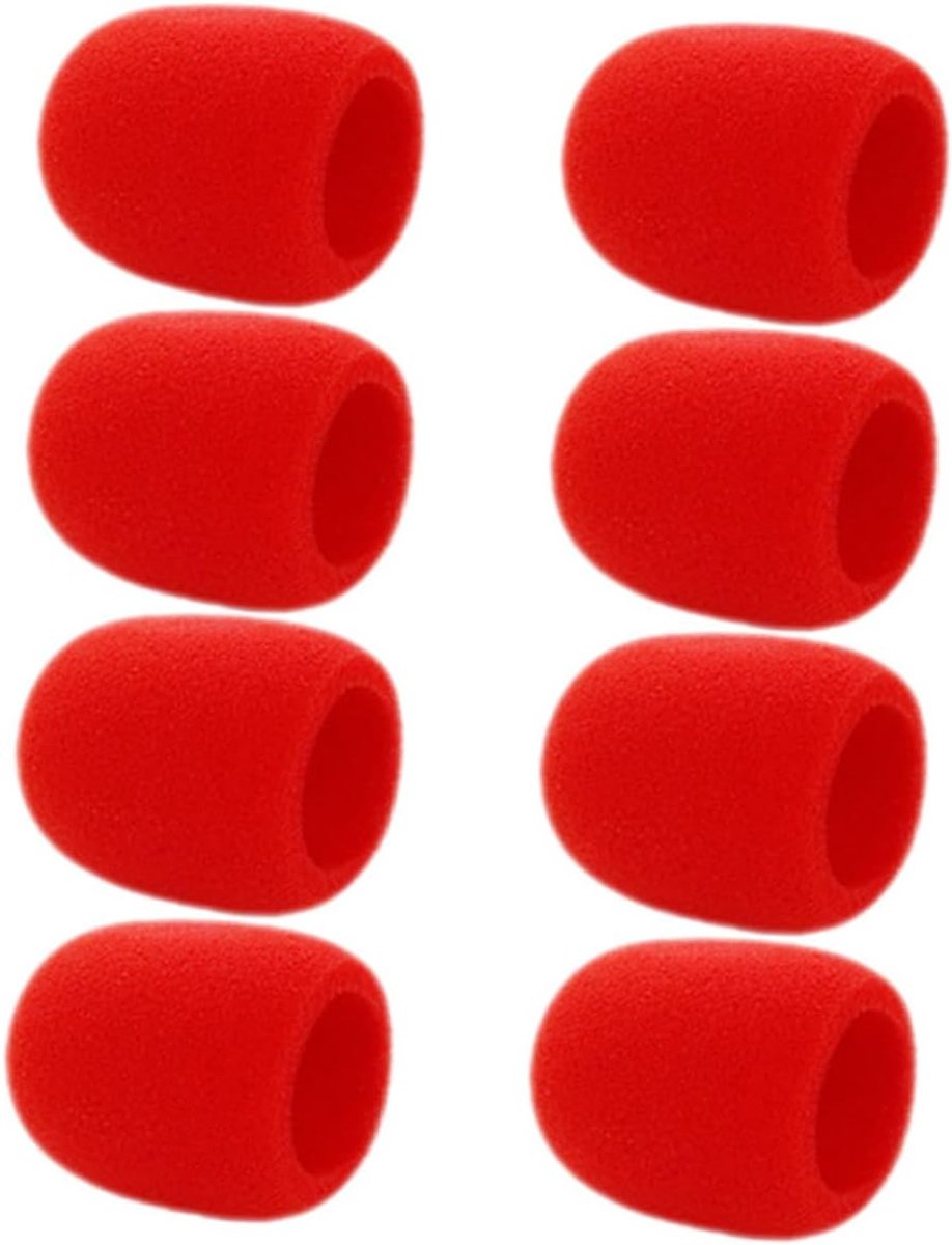 Microfoon Hoesjes - Spons Covers - Bescherming Geluid - 8 Stuks Set - 7x6x6cm - Rood