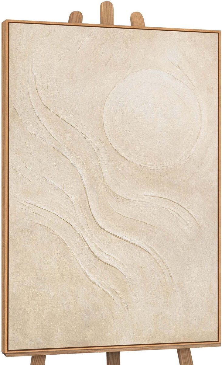 YS Canvas schilderij 120x80 cm handgeschilderd zonnig zand – YS-Art Gallery – Lijst: Hout – Luxe wanddecoratie Wood