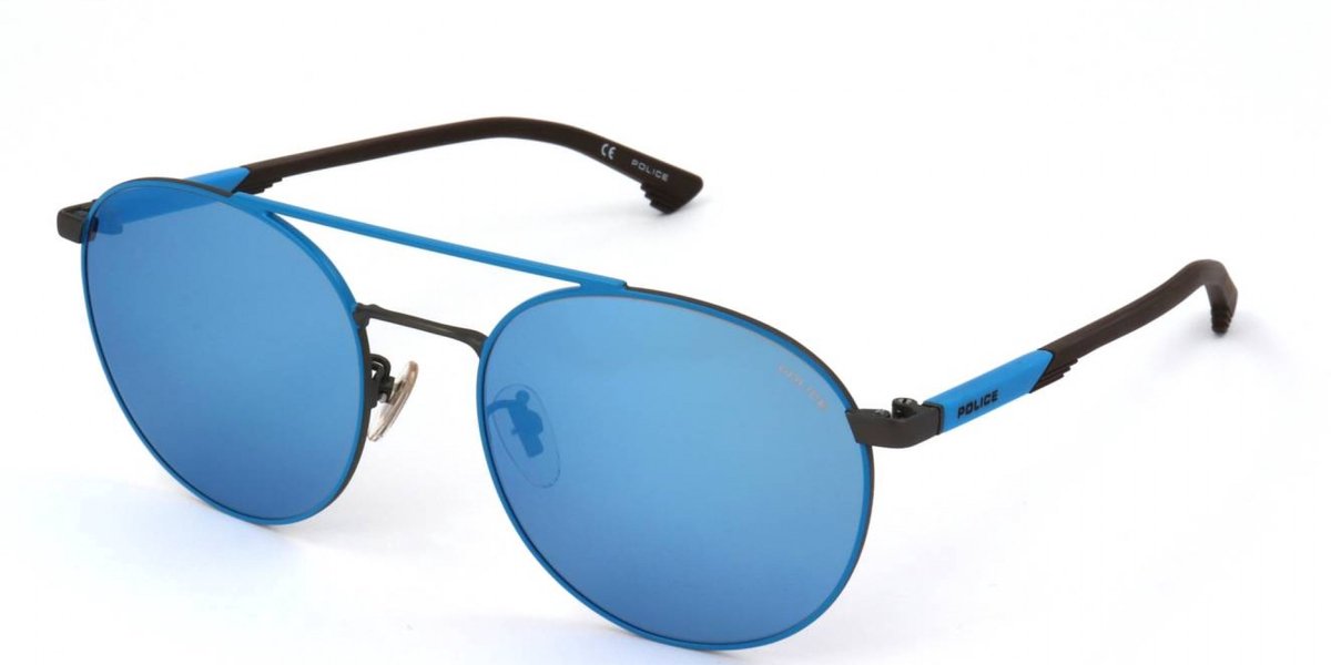 Police SPL717 Bachelite op-blu opaco 55/19/145 MAN Zonnebrillen
