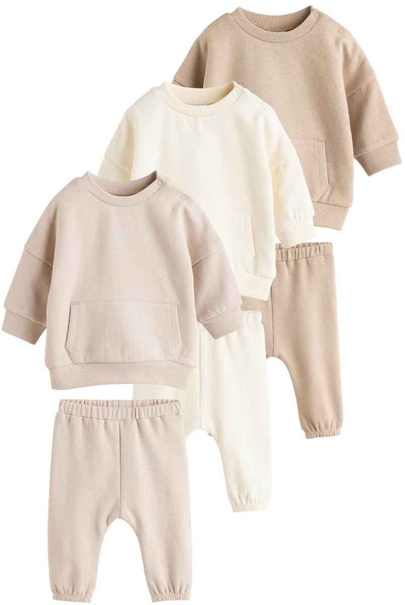 Next - Pasgeboren unisex - Baby Sweatshirt en Joggingbroeken Set 6 stuks - Bruin