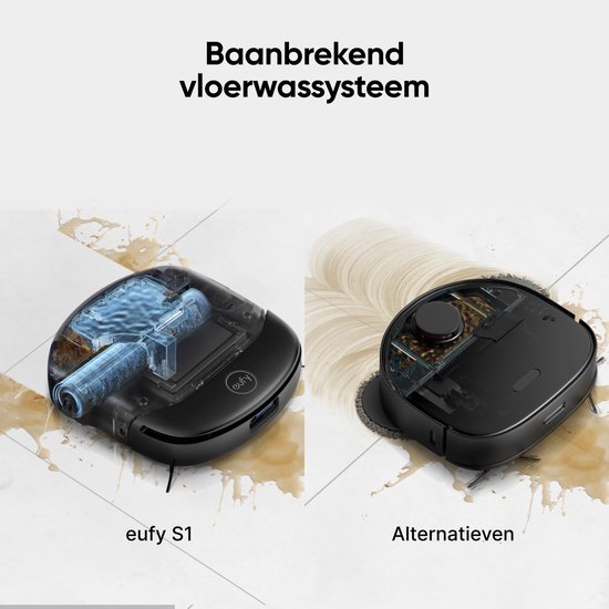 eufy Clean S1 HydroJet Robot Stofzuiger met Moppfunctie - All-in-one Station - Revolutionair Reinigingssysteem - Altijd Schone Mop - Auto Lift Mop - Slimme Obstakeldetectie - Voor Huisdierharen.