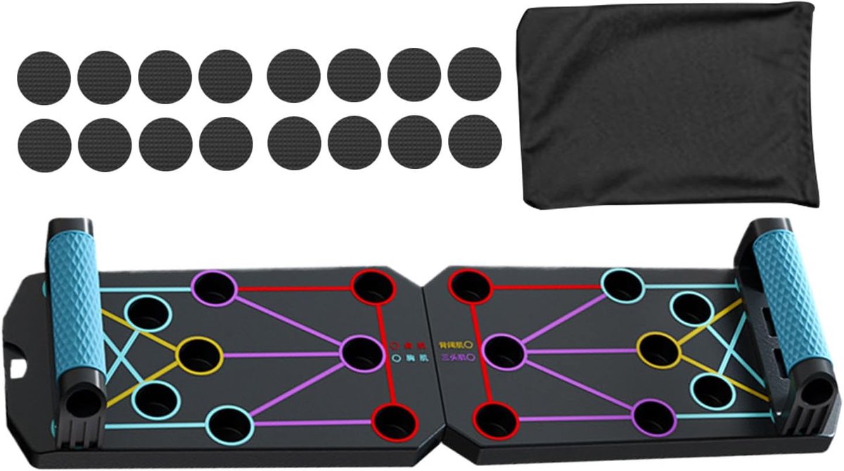 Opdrukbord - Fitness Trainer - Borsttraining - Opvouwbaar Ontwerp - 40 x 20 x 7 cm - Zwart