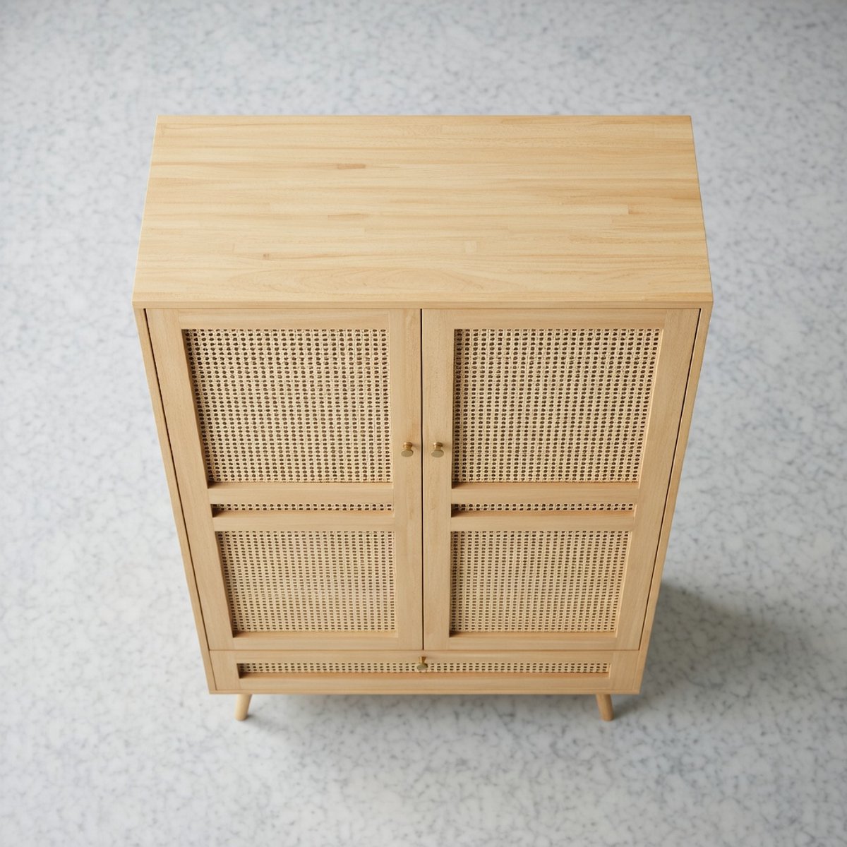 Elegant 2-Deurs Kledingkast met Rotan Net en Flip-Top Opbergruimte – 90 x 45 x 183 cm – Slaapkamerkast met Kledingstang en Accessoire-opslag – Natuurlijke Stijl, Spaanplaat & PE-Rotan Novihome
