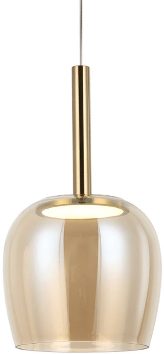 Kosilum - Eriska - Hanglamp - Amber en messing - Metaal en glas