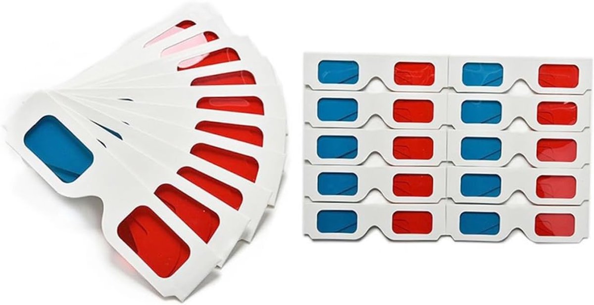 Papieren 3D Brillen - Videobril Karton - 3D Films Kijken - 50 Stuks Pakket - 16x3.8x0.2cm