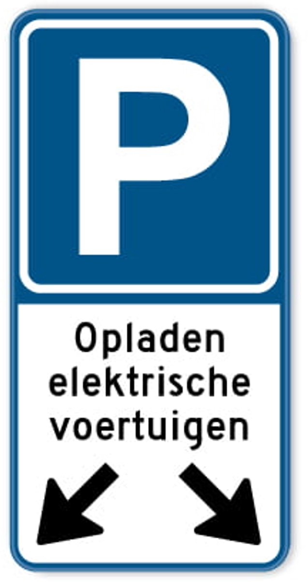 Bord opladen elektrische voertuigen met pijlen 30x60 cm - Bevestiging: Zonder bevestiging (alleen het bord)