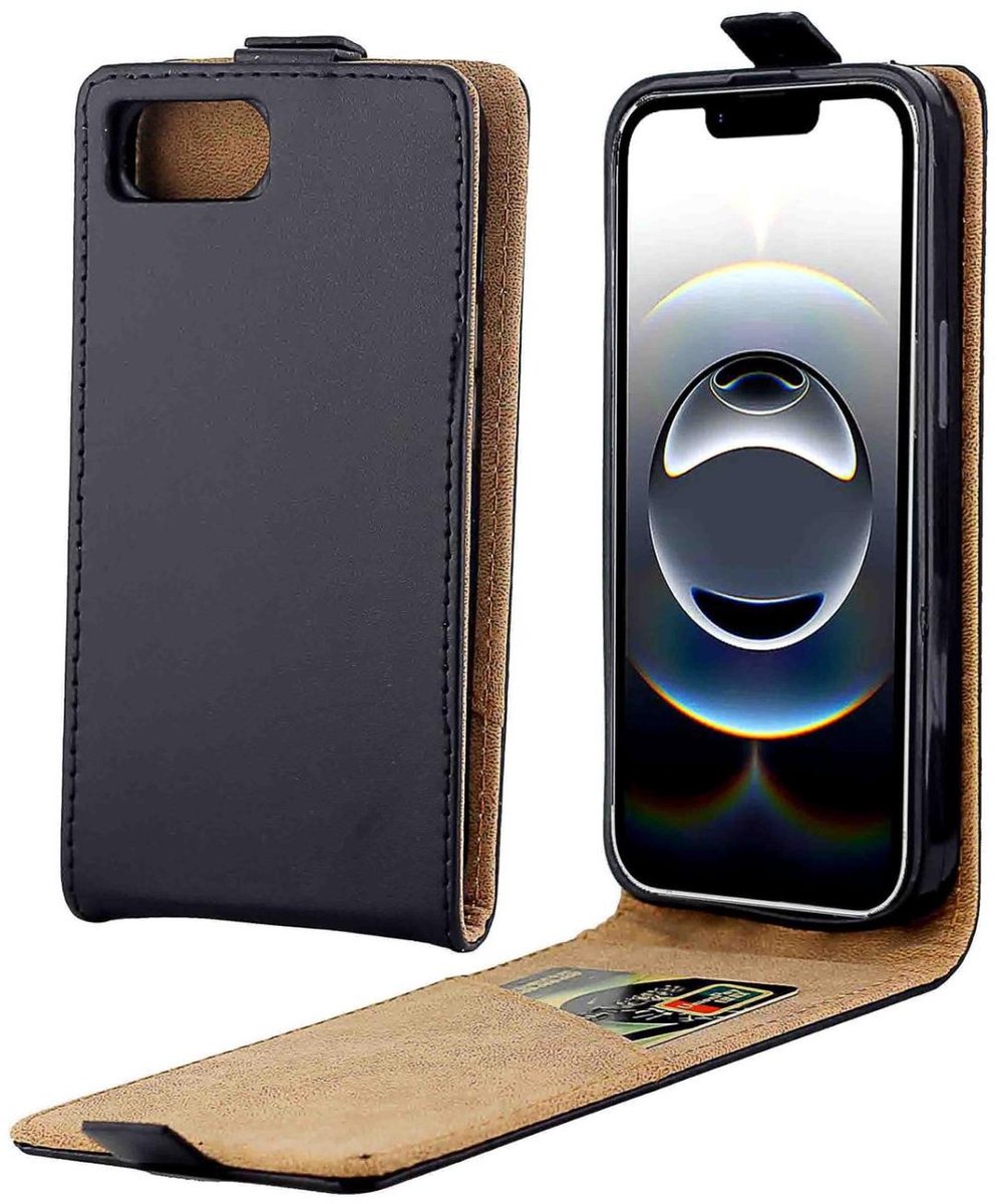 Mobigear Telefoonhoesje geschikt voor Apple iPhone 17e Hoesje | Mobigear Flipcase | Pasjeshouder voor 1 Pasje | Telefoonhoesje voor Pinpas / OV Kaart / Rijbewijs - Zwart
