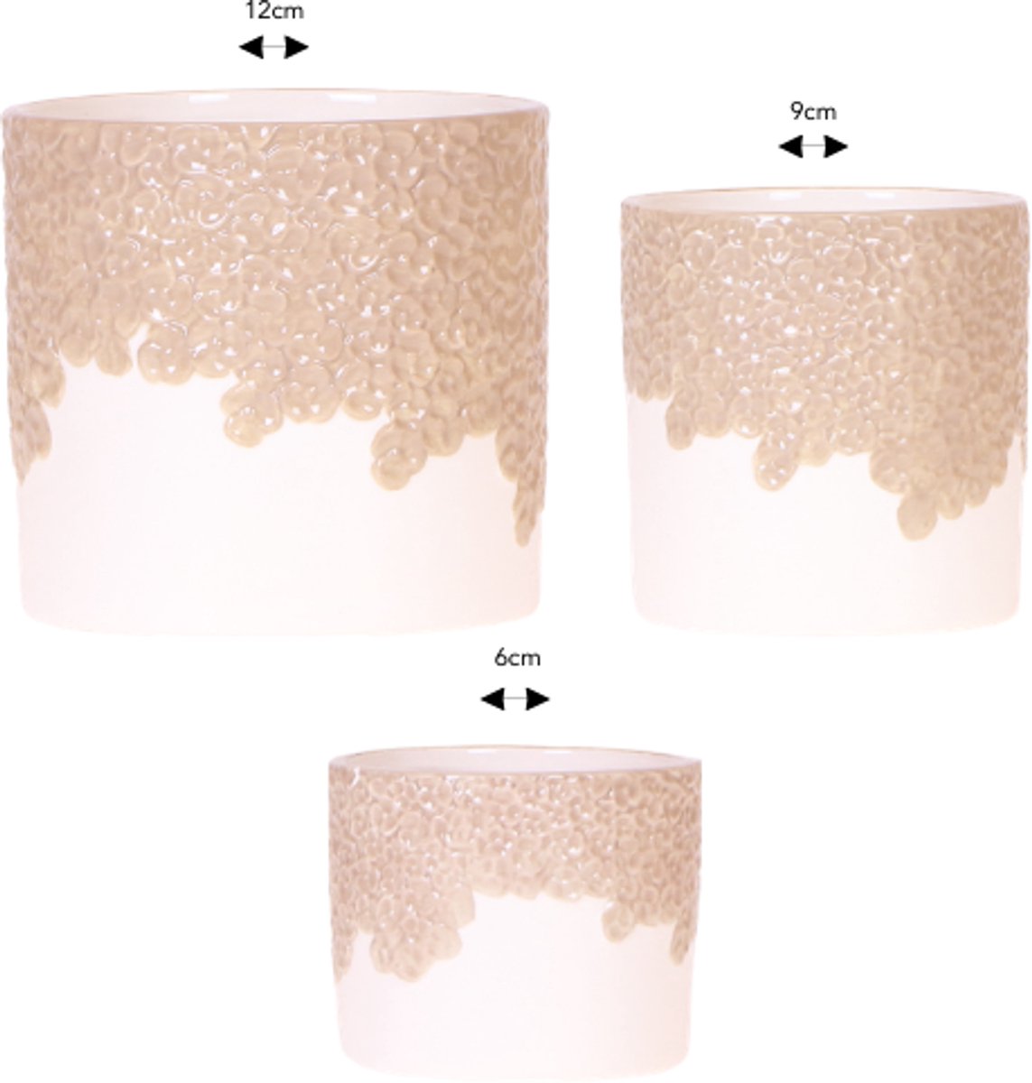 Kolibri Company | Combi deal | Bloom sierpot zand – set 6 cm + 9 cm + 12 cm