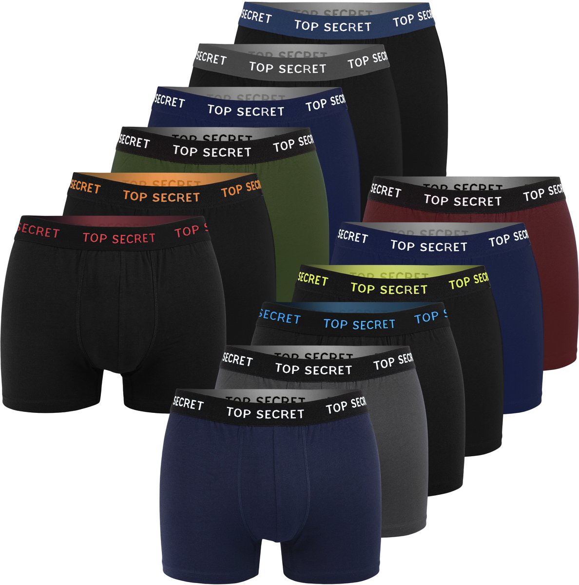 Top Secret - Bokserkies Serie - Kleurrijke Katoenen Heren Boxershorts - 12 stuks - Maat XL