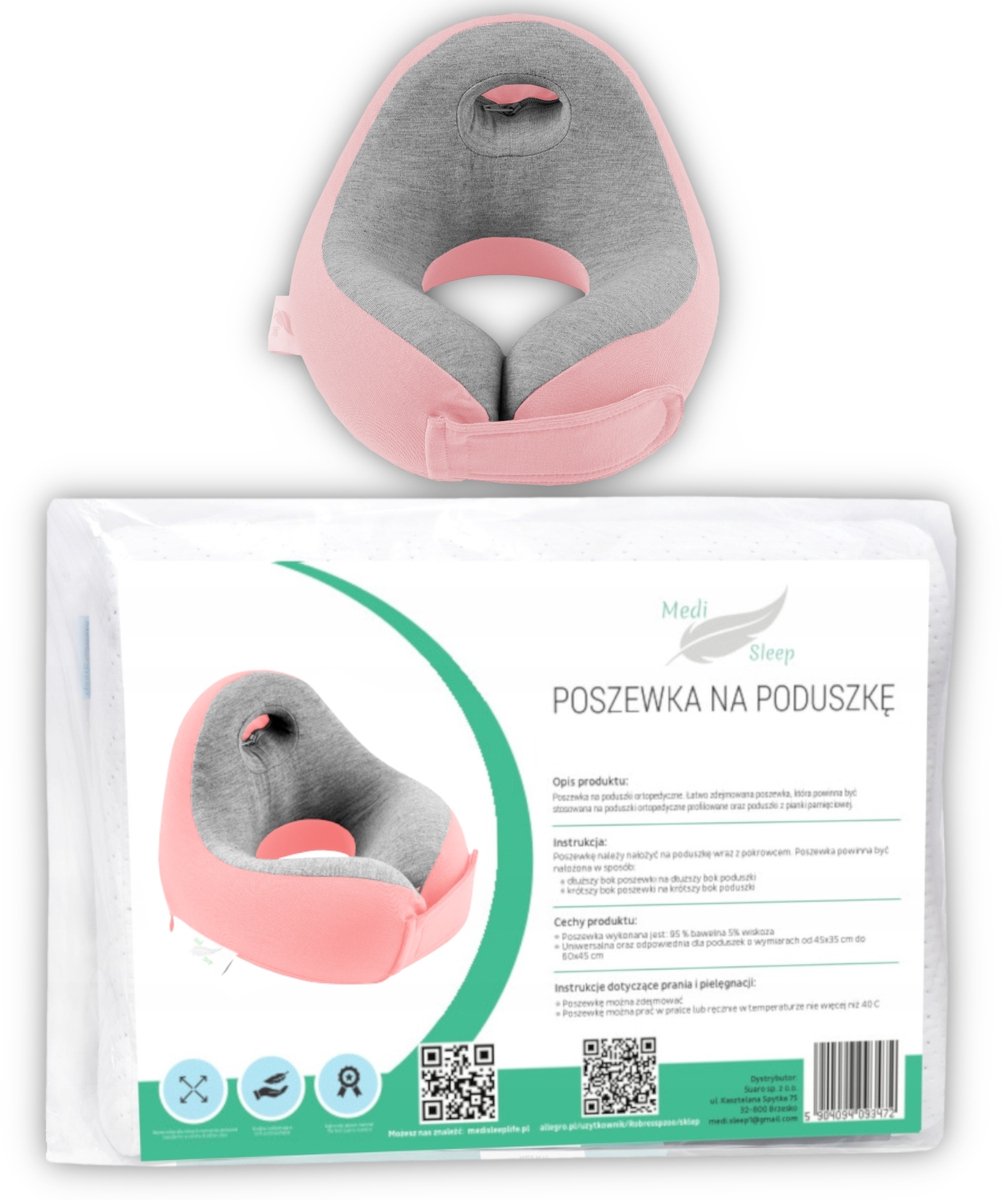 Medi Sleep Serie - Reiskussenhoes voor Kinderen - Różowy - Ergonomisch - Zacht Materiaal