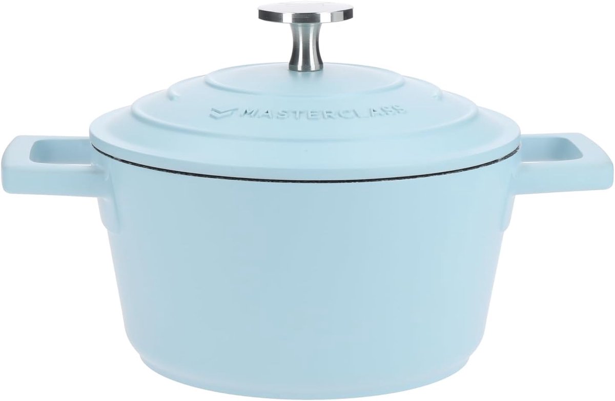 Gegoten Aluminium Braadpan - Kleine Kookpan - Langzaam Garen - Zelfbedruipend Deksel - 16 Cm - Hemelsblauw
