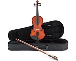 Kinder Viool Set - Strijkinstrument Beginners - Muziek Leren Spelen - Handafgewerkte Houten Klankkast - 1/8 Maat - Oranje Bruin