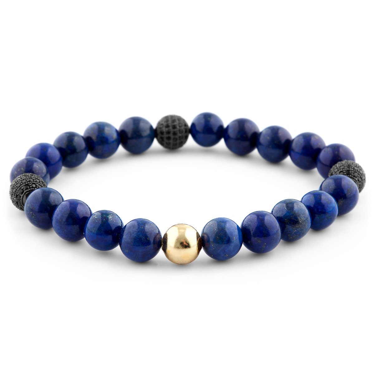 Armband met blauwe lapis lazuli en zwarte zirkonia