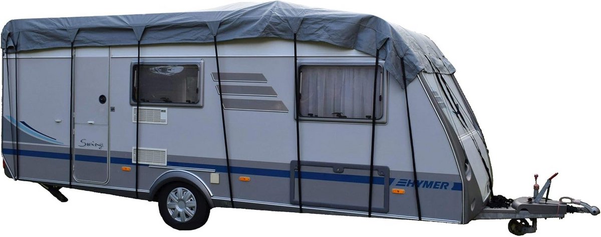 Universeel Beschermdak - Caravanhoes Camperhoes - Voertuig Beschermen - Ademend Waterdicht Fleece - 800 x 300 cm - Grijs