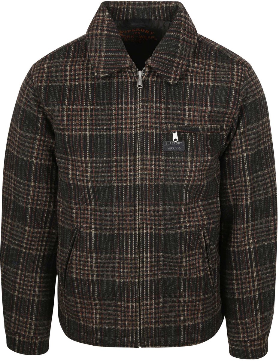 Superdry Overshirt Wool Blend Ruit – Heren Tussenjas Bruin
