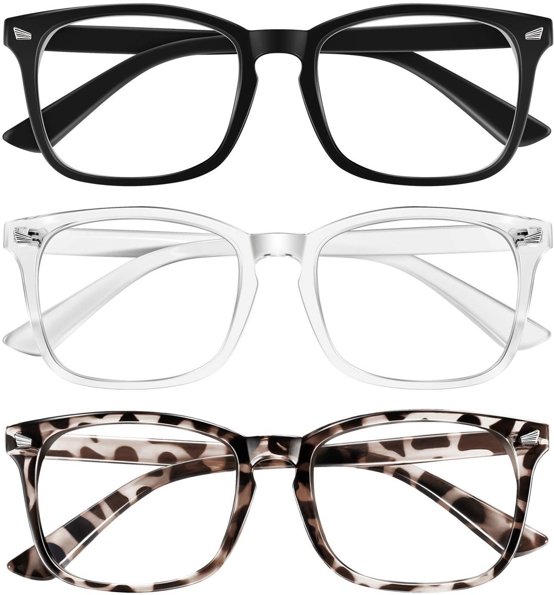 carmdering - Vierkante Leesbril - Lesebrille Damen Herren - Hoge Kwaliteit Glazen En Lichtgewicht Design - 3 Stuks - Voor Lezen En Werken