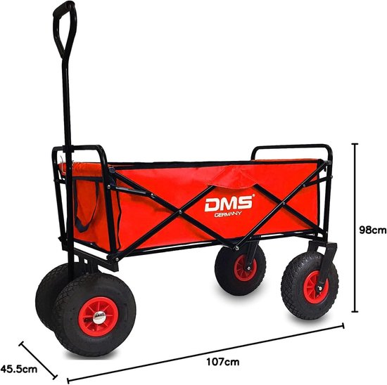 Opvouwbare Bolderkar - Transportwagen Tuinwagen - Vervoer Zware Lasten - Robuuste Stalen Constructie - 120 kg Laadvermogen - Rood van Opvouwbare Bolderkar — afbeelding 2
