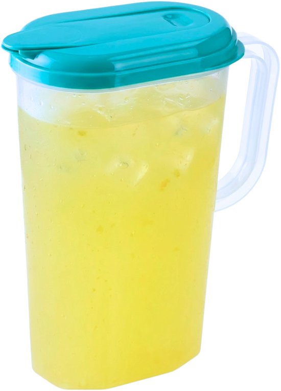 2 stuks koelkast waterkan plastic kan met filterdeksel 1,5 l en 2 l kan transparante koelkast deur kan hittebestendige sapkan lekvrije karaf kan voor melk ijsthee