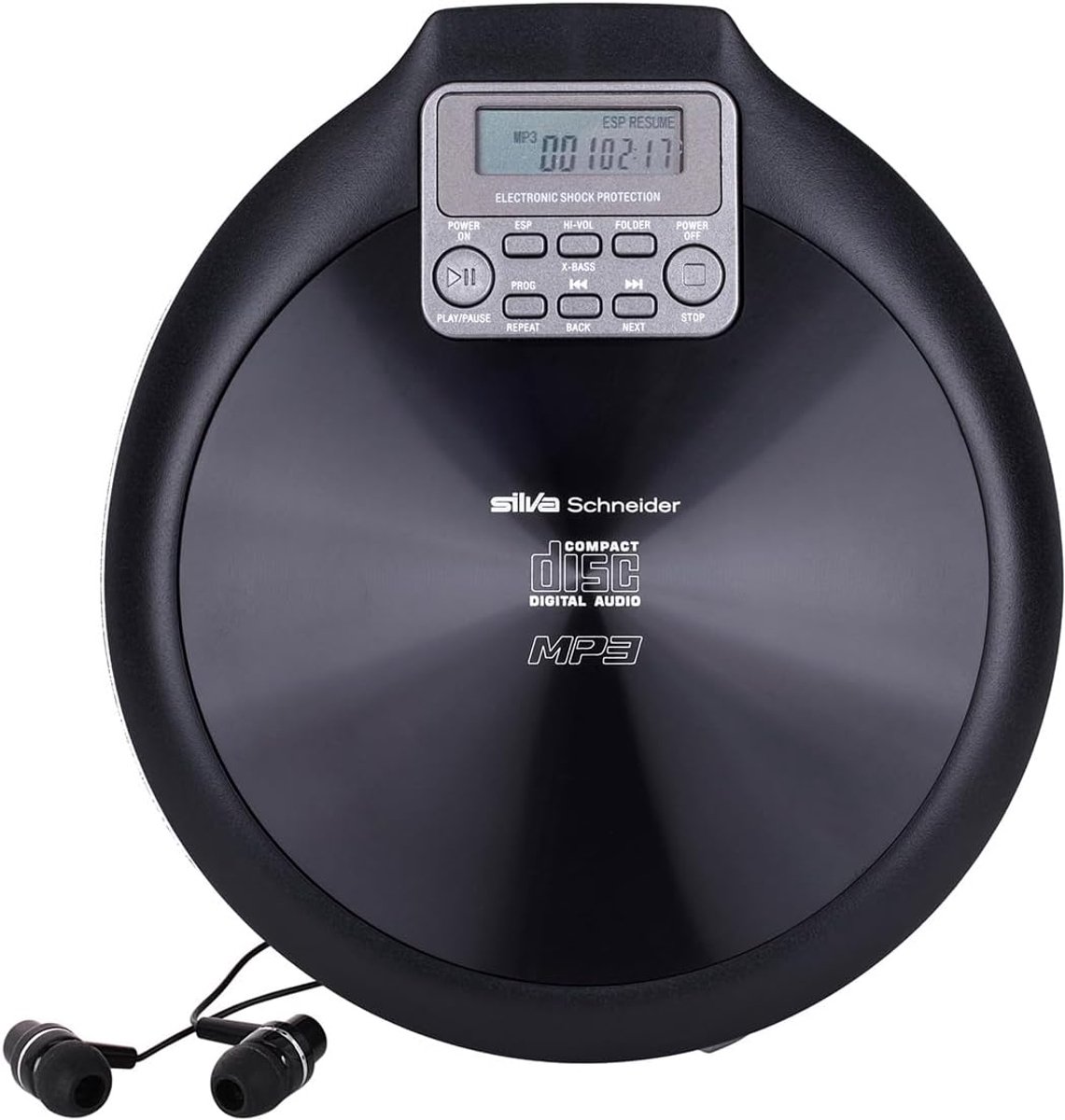 Draagbare CD Speler - MP3 Discman - Luisterboeken Muziek - Hoorspelfunctie Titelprogrammering - 16.7 x 15.3 x 5.9 cm - Zwart