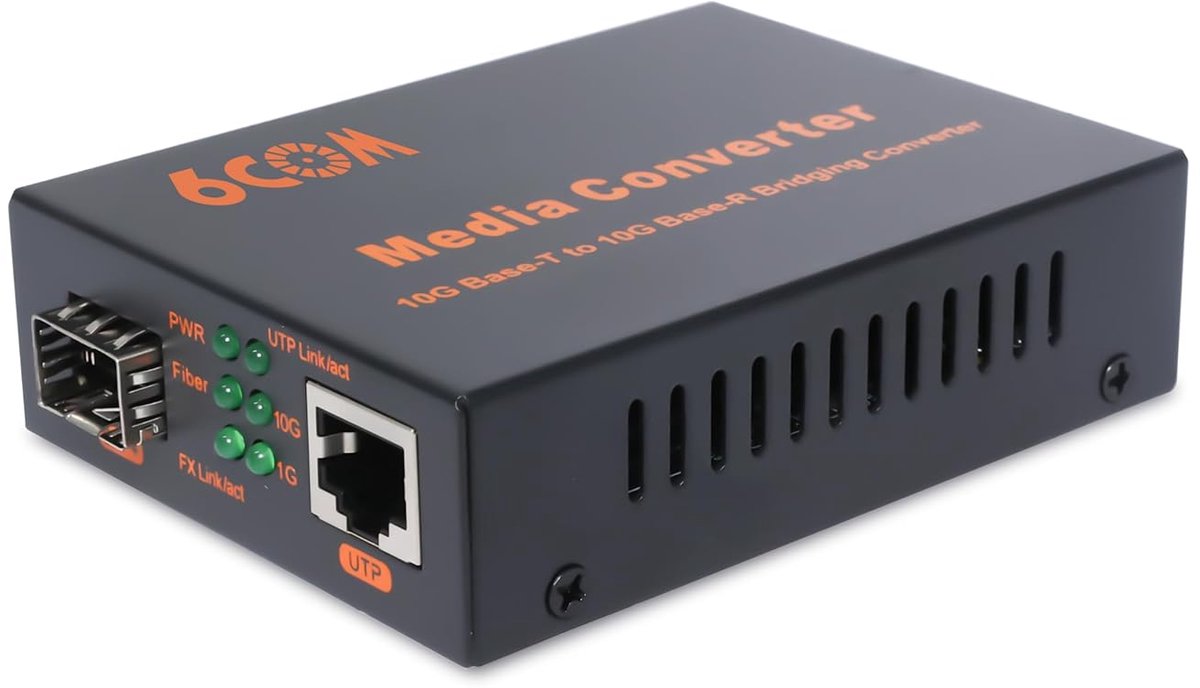 Netwerk Converter - Glasvezel Adapter - Snelle Dataoverdracht - Multi-Snelheid RJ45 - 9.5x7x2.5 cm - Zwart