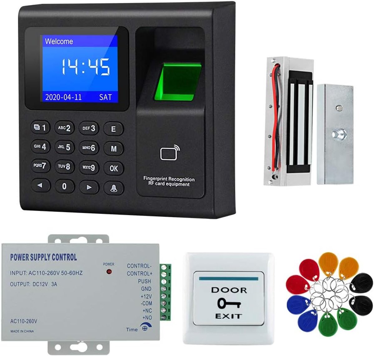 Toegangscontrole Systeem - Deur Beveiliging - Veilige Toegang - Vingerafdruk Wachtwoord RFID - 60 kg Magneet - Zwart
