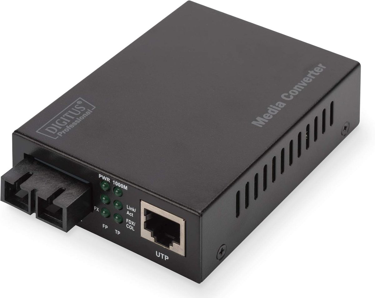 Mediaconverter Glasvezel - Netwerk Switch - Signalen Migreren - RJ45 naar SC - 0.5km Bereik - Zwart