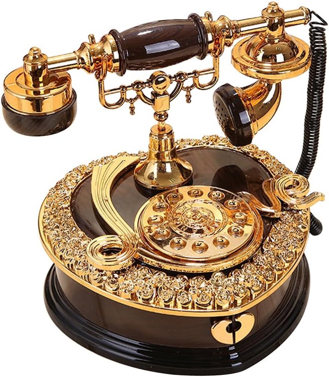 Muziekdoos Telefoon - Draaiend Speelgoed - Decoratie Kamer - Mechanisch Uurwerk - 18cm Hoog - Zwart