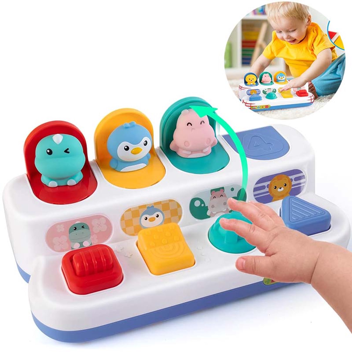 Babyspeelgoed 6-12 maanden - Druk-en-Piep Speelgoed - Interactief Zintuiglijk Speelgoed - Educatief Speelgoed voor Jongens en Meisjes 1-3 jaar