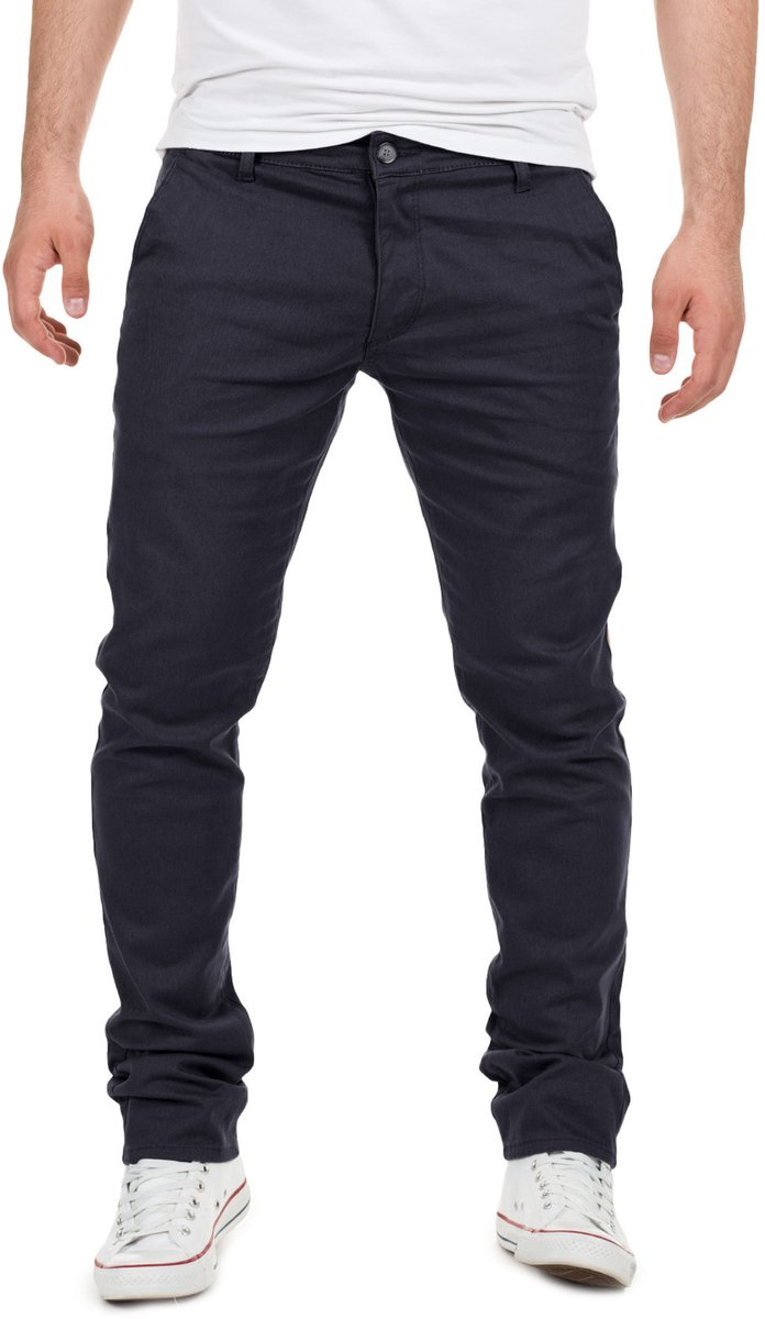 Yazubi Heren Chino Broek Dustin – Slim Fit – Katoen Stretch – Donkerblauw – 5-pocket