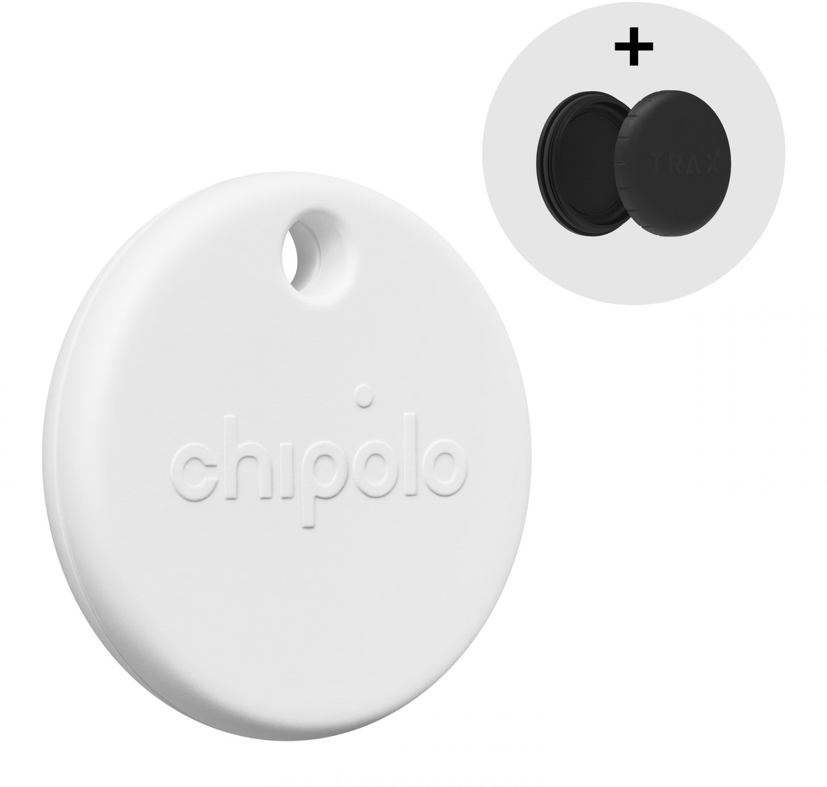 Chipolo POP Bluetooth Tracker - Wit + Sticker Mount IP67 – Werkt met Apple Find My & Android Find My Device – 120 dB – Sleutelvinder & Fiets Tracker