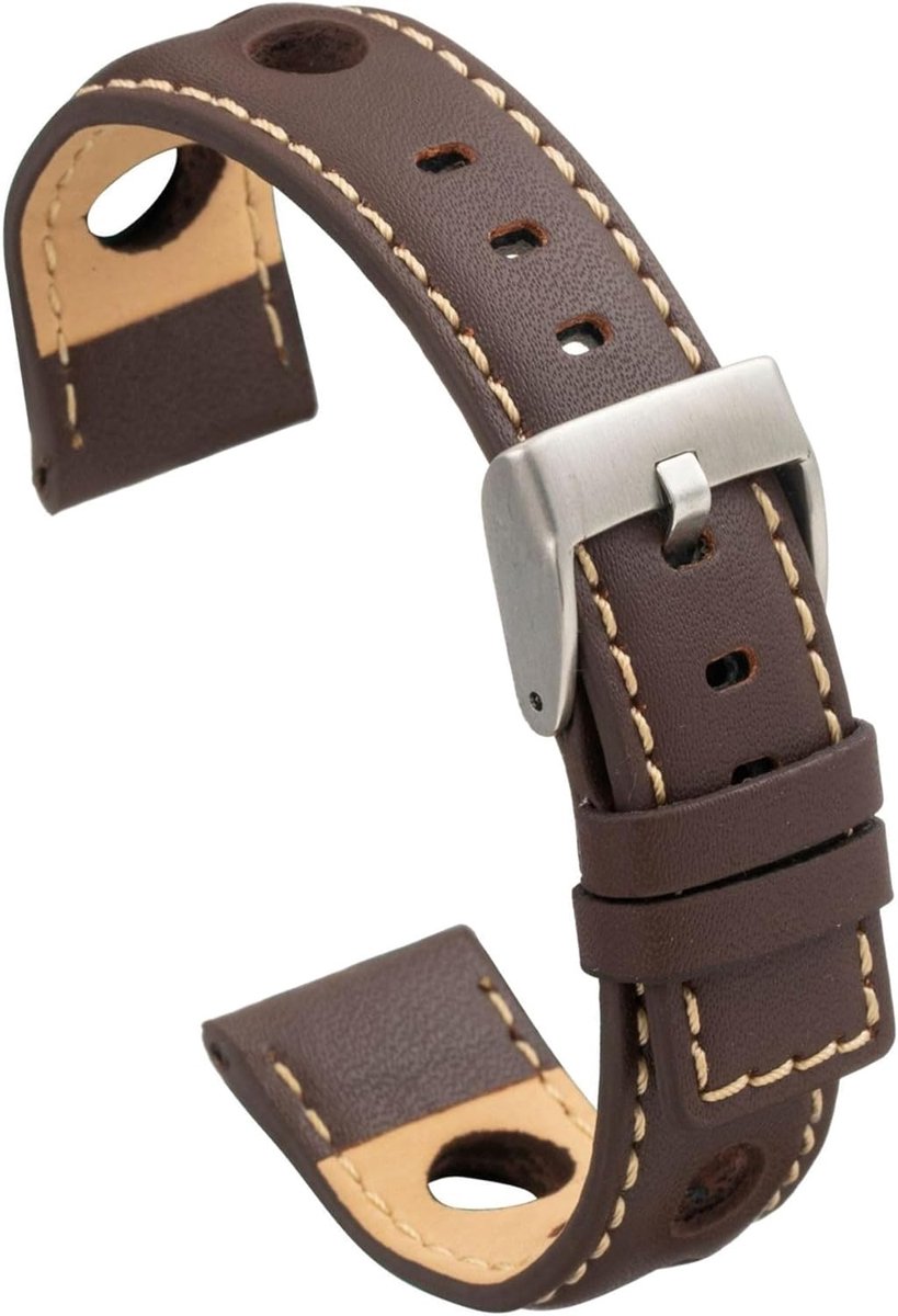 Horlogeband Leer - Rally Band - Stijlvolle Vervanging - Geperforeerd Design - 20 22 24 mm
